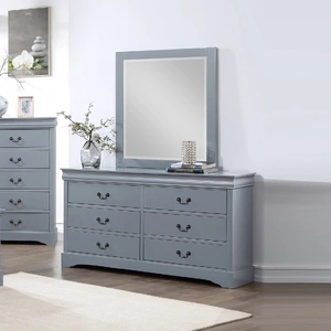 Dressing Chest with 6 Storage Drawers in Solid Wooden Mirror Metal Handles Colour