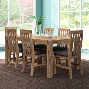 Dining Suite Dining Table & Chairs with Solid Acacia Wooden Base in