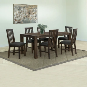 Dining Suite Dining Table & Chairs with Solid Acacia Wooden Base in Chocolate