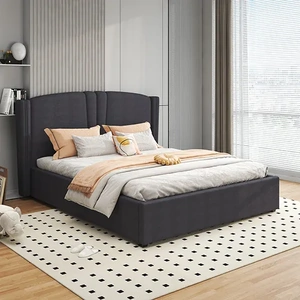 Roman Bed Frame Velvet Fabric with Gas Lift plywood metal structure
