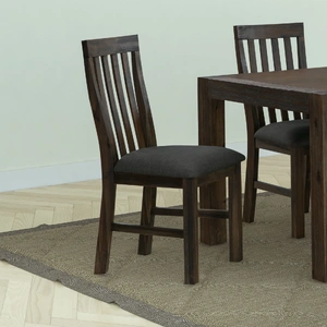 Wooden Frame Leatherette in Solid Wood Acacia & Veneer Dining Chairs in Chocolate