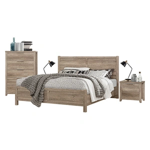 Bedroom Suite Wood Like MDF Structure Bed, Bedside Table & Tallboy