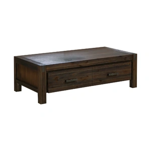 Coffee Table Solid Acacia Wood & Veneer 1 Drawers Storage Chocolate