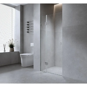 100cm Frameless Wall-to-Wall Shower Screen with Nickel Brackets & Brass Hinges
