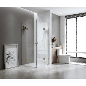 100x100cm Double Door Corner Shower Brackets SS Hinges Round Handle