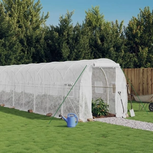 Greenhouse with Steel Frame White 16 m²