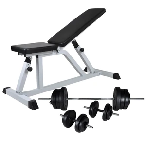 Workout Bench with Barbell and Dumbbell Set