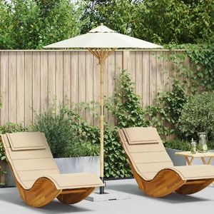 Garden Parasol Cream White Ø 270 x 260 cm Bamboo