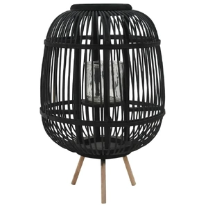 Freestanding Candle Lantern Holder Bamboo Black