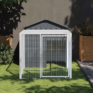 Chicken Cage with Run Anthracite Galvanised Steel