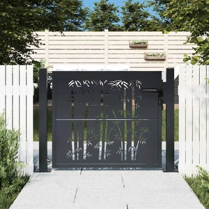 Garden Gate Anthracite Steel Bamboo Design