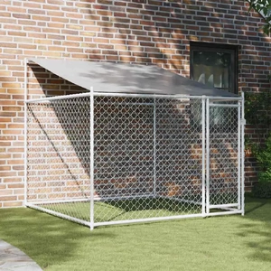 Dog Crate with Roof and Door Galvanised Steel