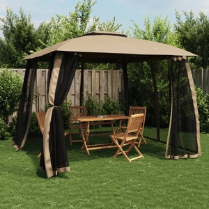 Gazebo with Double Roof&Mesh Walls Steel