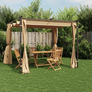 Gazebo with Curtains Steel