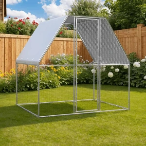 Chicken Cage and Grey Galvanised Steel