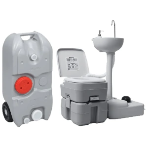 Portable Camping Toilet and Hand Wash Stand Set with Water Tank