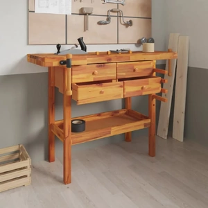 Workbench with Drawers and Vices Solid Wood Acacia