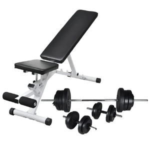 Workout Bench Barbell Dumbbell Set