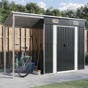 Garden Shed Extended Roof 277x110.5x181 cm Steel