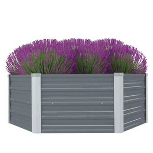 Raised Garden Bed 129x129x46 cm Galvanised Steel