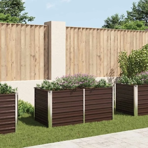 Raised Garden Bed Brown Galvanised Steel