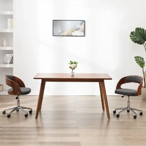 Swivel Dining Chair Grey Bent Wood and Fabric