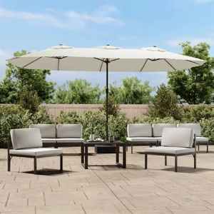 Double-Head Parasol with LEDs 449x245 cm