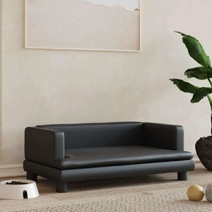 Dog Bed Black Faux Leather