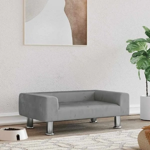 Dog Bed Light Grey Velvet