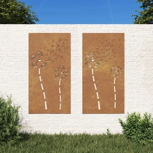 Garden Wall Decorations Corten Steel Flower Design