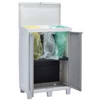Garden Dustbin with 3 Bags 65 by 38 by 102 cm Grey