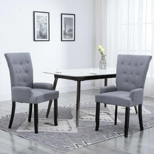 Dining Chair with Armrests Fabric Grey