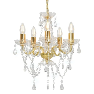 Chandelier with Crystal Beads Golden Round E14