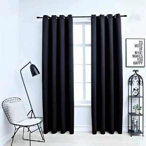Blackout Curtains with Metal Rings 2 pcs 140 by 245 cm