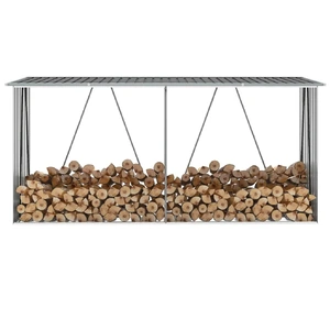 Garden Log Storage Shed Galvanised Steel 330 by 84 by 152 cm