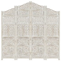 Carneys Hand carved 4-Panel Room Divider 160 by 165 cm Solid Mango Wood