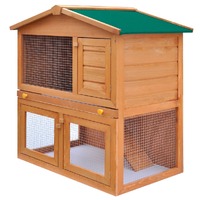 Outdoor Rabbit Hutch & Small Animal House 3 Doors Wood