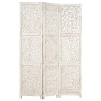 Petaluma Hand carved 3-Panel Room Divider 120 by 165 cm Solid Mango Wood