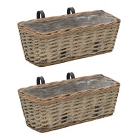Balcony Planter 2 pcs Wicker with PE Lining