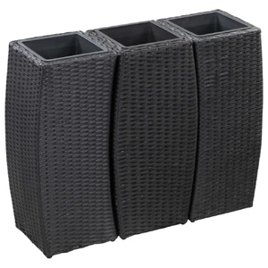 Garden Raised Beds 3 pcs Poly Rattan Rattan Raised Garden Beds