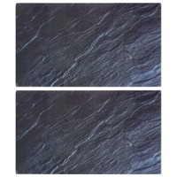 Chopping Boards 2 pcs with Stone Pattern Tempered Glass