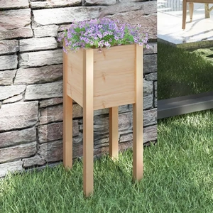 Garden Planter 31 by 31 by 70 cm Solid Pinewood