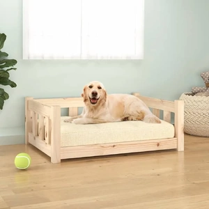 Dog Bed 75.5 by 55.5 by 28 cm Solid Wood Pine