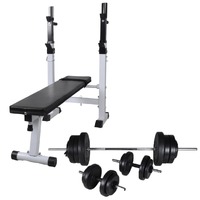 Workout Bench with Weight Rack Barbell and Dumbbell Set Exercise Benches
