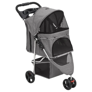 Folding Dog Stroller Grey Oxford Fabric