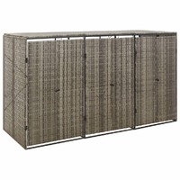 Triple Wheelie Bin Shed Poly Rattan