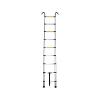 2.6M Telescopic Aluminium Ladder Safety Hooks Extension Extendable Compact Xmas