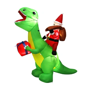 Christmas Inflatables Outdoor Santa Claus Riding Dinosaur Lights D�cor