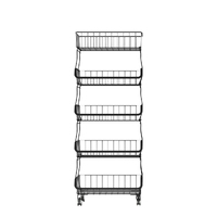 5 Tier Kitchen Trolley Cart Storage Rack Vegetable Organiser Shelf Wheels
