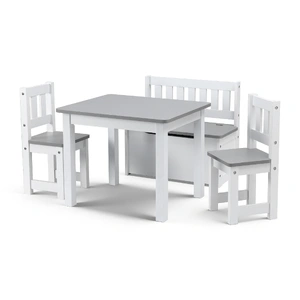 2 in 1 Kids Table and Chair Set, Activity Table with Storage Bench and 2 Chairs for Reading, Drawing, Writing, Snack Time & Arts Crafts, 4 PCS Toddler